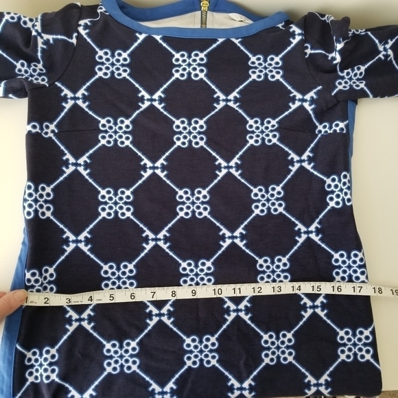 Crown & Ivy Blue/Navy Nautical Key Print 3/4 Sleeves Midi Shift Dress Size XS - Picture 8 of 12